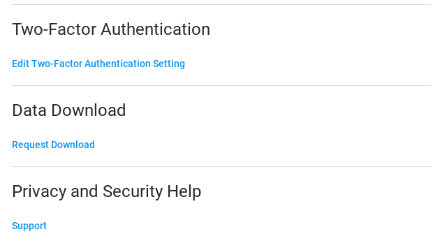 Instagram data download option