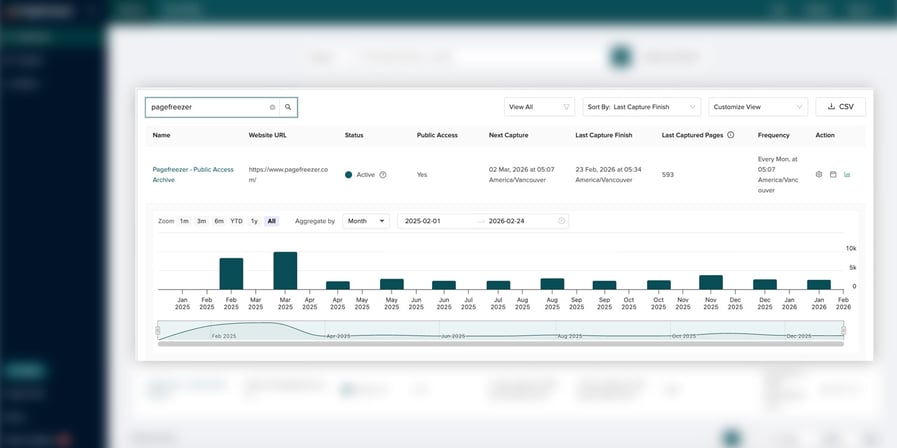 pagefreezer timeline